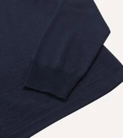 Navy Merino Wool Knitted Rugby Shirt -Drakes Shop DR2A3H23535 01250 4