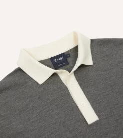 Grey Merino Wool Knitted Rugby Shirt -Drakes Shop DR2A3H23535 03600 3