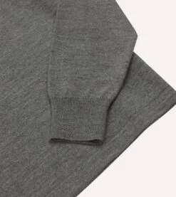 Grey Merino Wool Knitted Rugby Shirt -Drakes Shop DR2A3H23535 03600 4