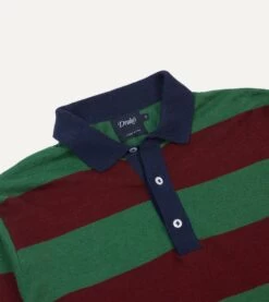 Green And Red Linen Cotton Knitted Rugby Shirt 9 Green And Red Linen Cotton Knitted Rugby Shirt -Drakes Shop DR2A3H24022 01402 3