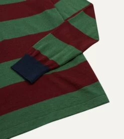 Green And Red Linen Cotton Knitted Rugby Shirt 10 Green And Red Linen Cotton Knitted Rugby Shirt -Drakes Shop DR2A3H24022 01402 4
