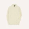Ecru Alpaca Lambswool Ribbed Integral Collar Jumper -Drakes Shop DR2A3I22556 03050 1