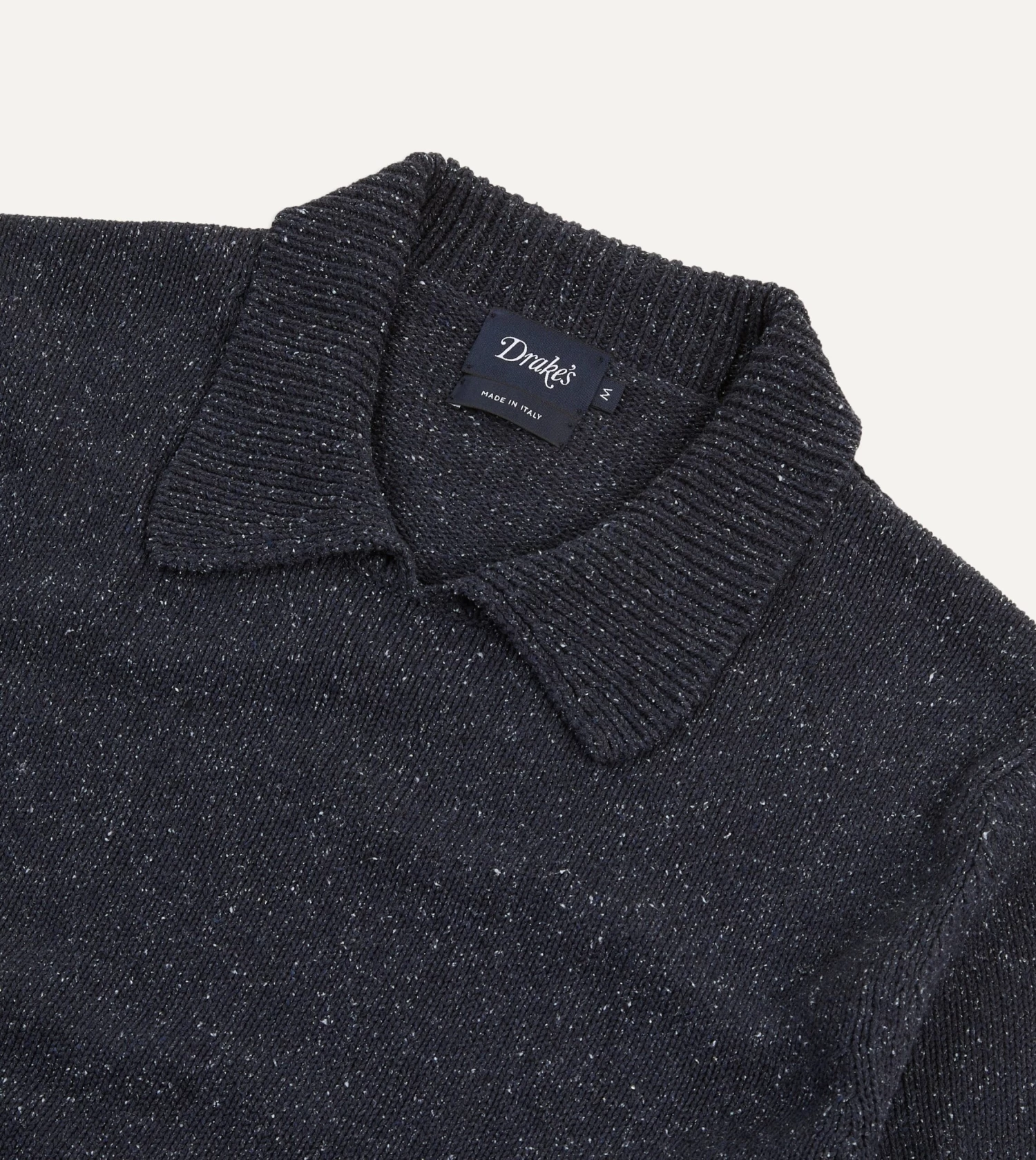 Navy Flecked Silk Ribbed Integral Collar Jumper 6 Navy Flecked Silk Ribbed Integral Collar Jumper - Image 4