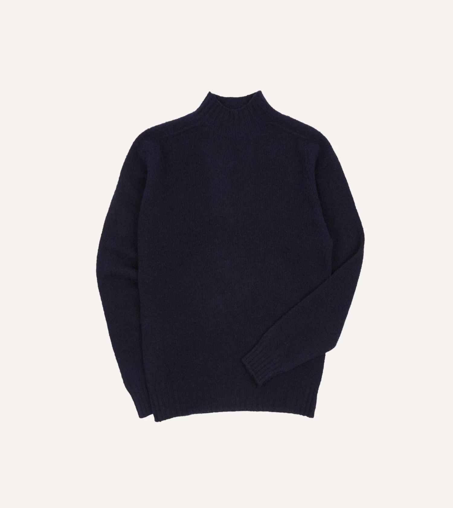 Navy Brushed Shetland Mock Neck Jumper 3 Navy Brushed Shetland Mock Neck Jumper