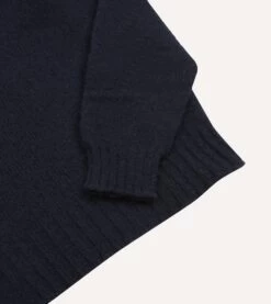 Navy Brushed Shetland Mock Neck Jumper 11 Navy Brushed Shetland Mock Neck Jumper -Drakes Shop DR2A3L23532 01250 4