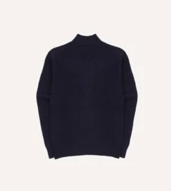 Navy Brushed Shetland Mock Neck Jumper 13 Navy Brushed Shetland Mock Neck Jumper -Drakes Shop DR2A3L23532 01250 6