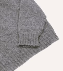 Grey Brushed Shetland Mock Neck Jumper -Drakes Shop DR2A3L23532 02600 4