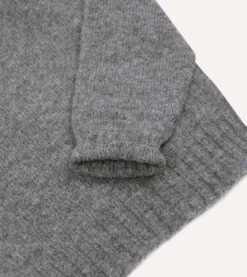 Grey Brushed Shetland Mock Neck Jumper -Drakes Shop DR2A3L23532 02600 5