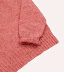 Pink Brushed Shetland Mock Neck Jumper -Drakes Shop DR2A3L23532 03990 5
