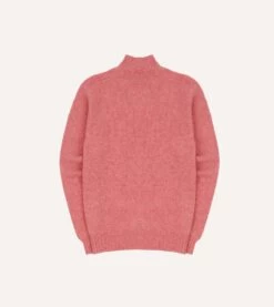 Pink Brushed Shetland Mock Neck Jumper -Drakes Shop DR2A3L23532 03990 6