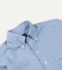 Light Blue Brushed Cotton Button-Down Shirt -Drakes Shop DR2A4A21792 01200 3