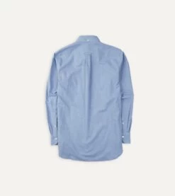 Light Blue Brushed Cotton Button-Down Shirt -Drakes Shop DR2A4A21792 01200 5
