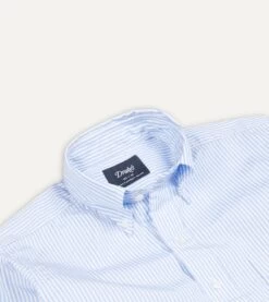 Light Blue Bengal Stripe Cotton Poplin Button-Down Shirt 10 Light Blue Bengal Stripe Cotton Poplin Button-Down Shirt -Drakes Shop DR2A4A21793 02203 3