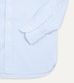 Light Blue Bengal Stripe Cotton Poplin Button-Down Shirt 11 Light Blue Bengal Stripe Cotton Poplin Button-Down Shirt -Drakes Shop DR2A4A21793 02203 4