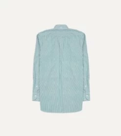 Dark Green Bengal Stripe Cotton Poplin Button-Down Shirt -Drakes Shop DR2A4A21793 04402 5