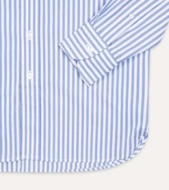 Blue Bengal Stripe Cotton Poplin Button-Down Shirt -Drakes Shop DR2A4A21796 02202 5