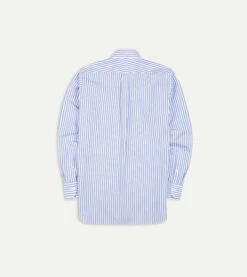Blue Bengal Stripe Cotton Poplin Button-Down Shirt -Drakes Shop DR2A4A21796 02202 6
