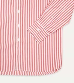 Red Bengal Stripe Cotton Poplin Button-Down Shirt -Drakes Shop DR2A4A21796 03702 5