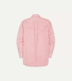 Red Bengal Stripe Cotton Poplin Button-Down Shirt -Drakes Shop DR2A4A21796 03702 6