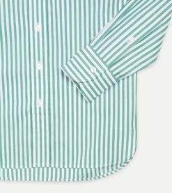 Green Bengal Stripe Cotton Poplin Button-Down Shirt -Drakes Shop DR2A4A21796 05402 4