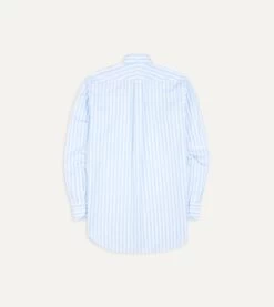 Blue Broad Stripe Cotton Poplin Button-Down Shirt -Drakes Shop DR2A4A21797 01202 5