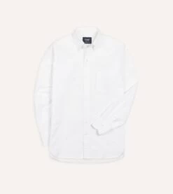 White Oxford Cotton Cloth Button-Down Shirt