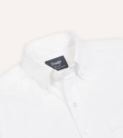 White Oxford Cotton Cloth Button-Down Shirt 10 White Oxford Cotton Cloth Button-Down Shirt -Drakes Shop DR2A4A21843 01000 3 LR