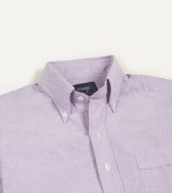 Lilac Cotton Oxford Cloth Button-Down Shirt -Drakes Shop DR2A4A21843 07900 3