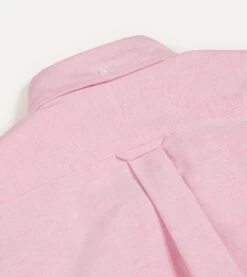 Dark Pink Cotton Oxford Cloth Button-Down Shirt -Drakes Shop DR2A4A21843 10990 5