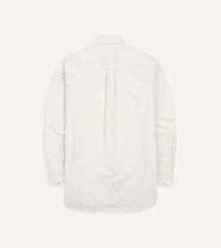 Cream Cotton Oxford Cloth Button-Down Shirt 9 Cream Cotton Oxford Cloth Button-Down Shirt -Drakes Shop DR2A4A21843 14050 5 LR
