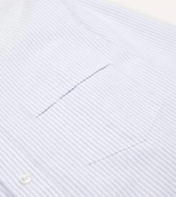 Light Blue Ticking Stripe Cotton Oxford Cloth Button-Down Shirt -Drakes Shop DR2A4A21844 01202 4 LR