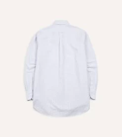 Light Blue Ticking Stripe Cotton Oxford Cloth Button-Down Shirt -Drakes Shop DR2A4A21844 01202 5 LR