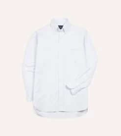 Sky Ticking Stripe Cotton Oxford Cloth Button-Down Shirt