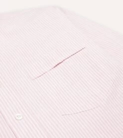 Pale Pink Ticking Stripe Cotton Oxford Cloth Button-Down Shirt -Drakes Shop DR2A4A21844 07992 4 LR