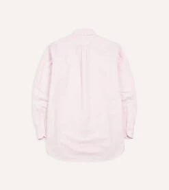 Pale Pink Ticking Stripe Cotton Oxford Cloth Button-Down Shirt -Drakes Shop DR2A4A21844 07992 5 LR