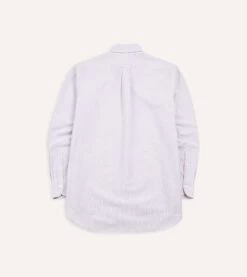 Lilac Ticking Stripe Cotton Oxford Cloth Button-Down Shirt -Drakes Shop DR2A4A21844 08902 5 LR