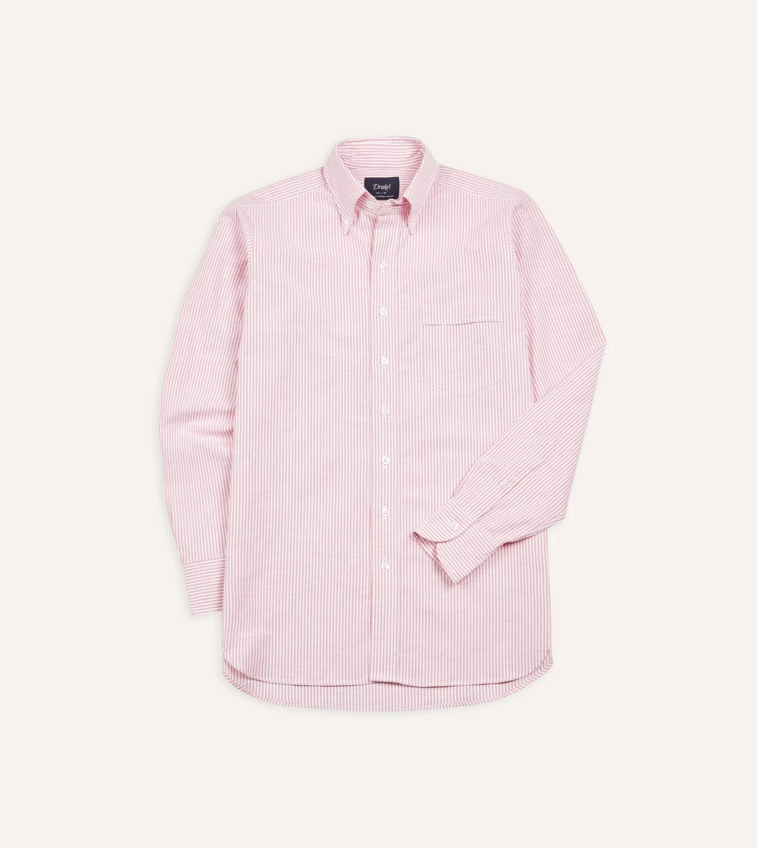 Pink Ticking Stripe Cotton Oxford Cloth Button-Down Shirt 3 Pink Ticking Stripe Cotton Oxford Cloth Button-Down Shirt
