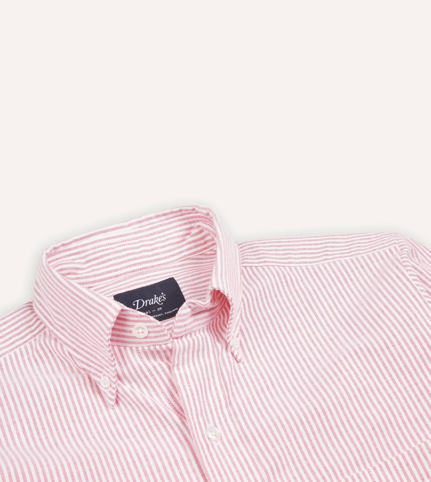 Pink Ticking Stripe Cotton Oxford Cloth Button-Down Shirt 5 Pink Ticking Stripe Cotton Oxford Cloth Button-Down Shirt - Image 3