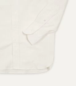 Cream Ticking Stripe Cotton Oxford Cloth Button-Down Shirt -Drakes Shop DR2A4A21844 12052 5