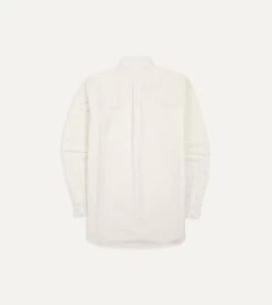 Cream Ticking Stripe Cotton Oxford Cloth Button-Down Shirt -Drakes Shop DR2A4A21844 12052 6