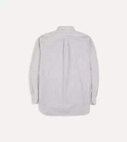 Black Ticking Stripe Cotton Oxford Cloth Button-Down Shirt -Drakes Shop DR2A4A21844 14102 6