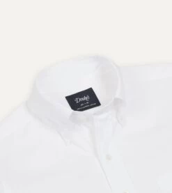 White Pinpoint Oxford Cotton Cloth Button-Down Shirt -Drakes Shop DR2A4A22446 01000 3