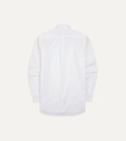 White Pinpoint Oxford Cotton Cloth Button-Down Shirt -Drakes Shop DR2A4A22446 01000 6
