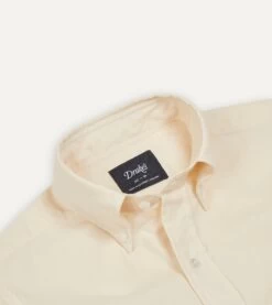 Ecru Pinpoint Oxford Cotton Cloth Button-Down Shirt -Drakes Shop DR2A4A22446 02050 3