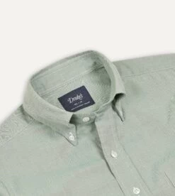 Green Pinpoint Oxford Cotton Cloth Button-Down Shirt -Drakes Shop DR2A4A22446 04400 3