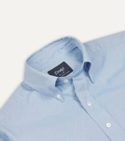 Blue Pinpoint Oxford Cotton Cloth Button-Down Shirt -Drakes Shop DR2A4A22446 05200 3