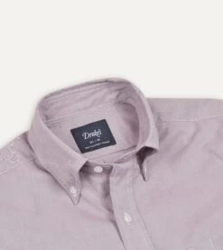 Lilac Pinpoint Oxford Cotton Cloth Button-Down Shirt -Drakes Shop DR2A4A22446 07900 3