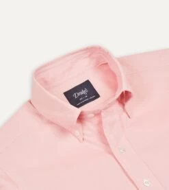 Pink Pinpoint Oxford Cotton Cloth Button-Down Shirt -Drakes Shop DR2A4A22446 08990 3