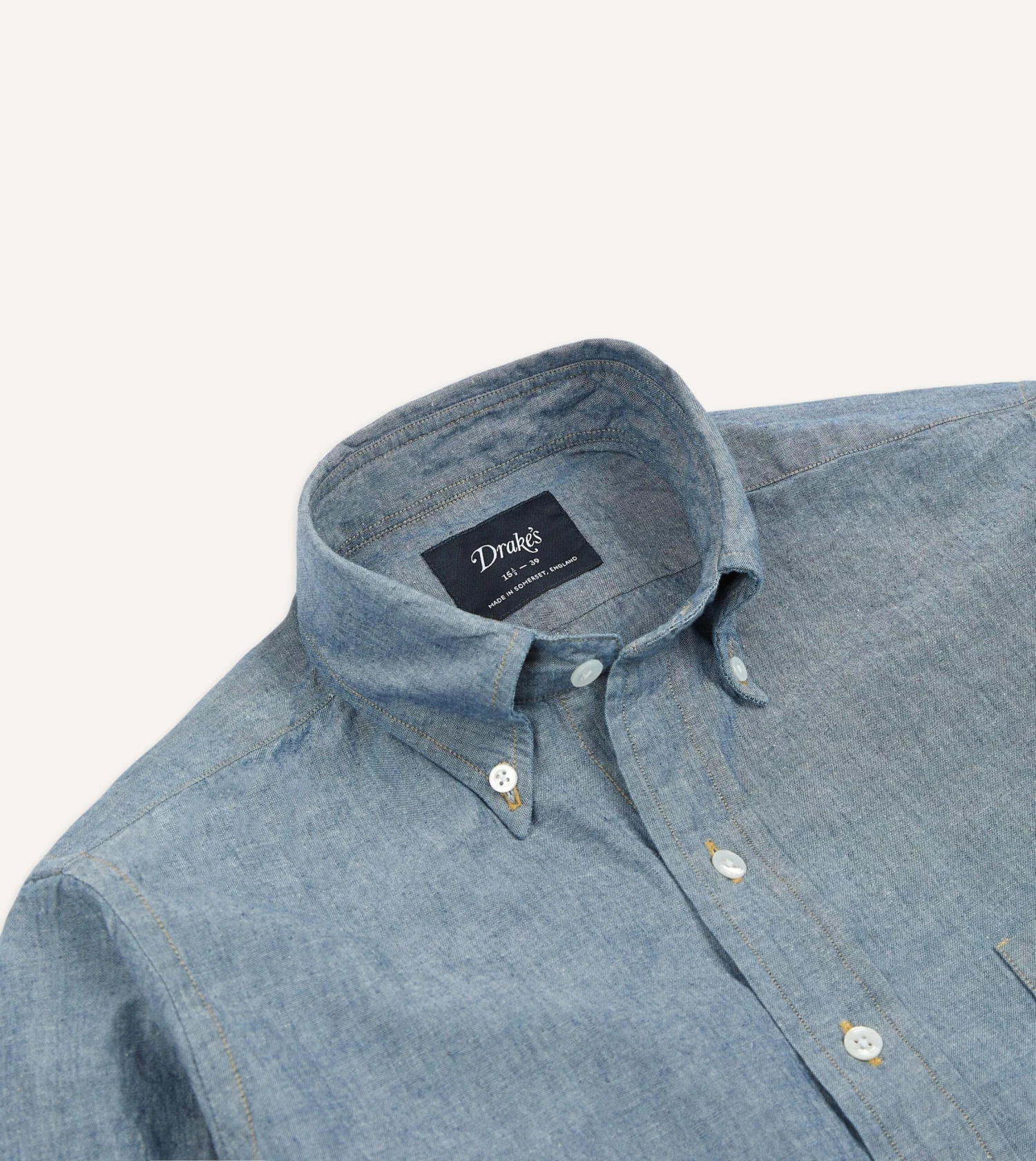 Light Blue Cotton Chambray Button-Down Shirt 5 Light Blue Cotton Chambray Button-Down Shirt - Image 3