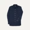 Dark Blue Cotton Chambray Button-Down Shirt -Drakes Shop DR2A4A22694 01200 1